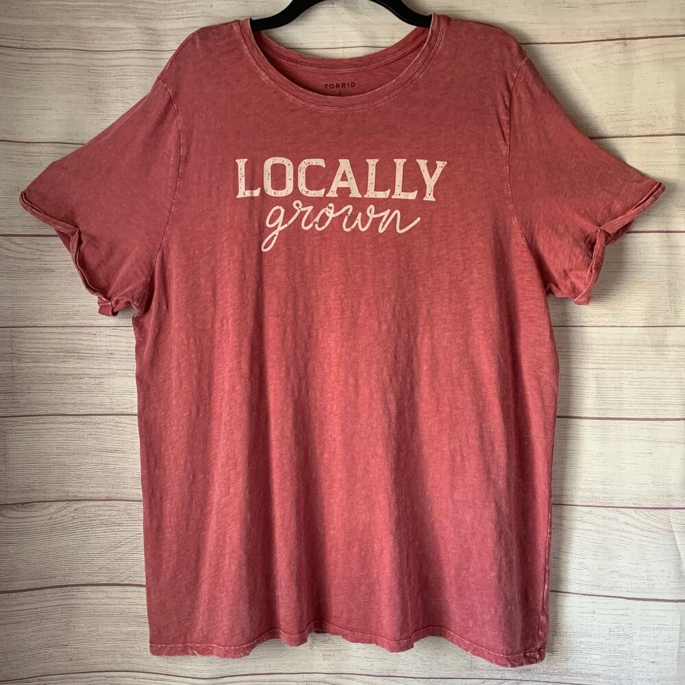 Torrid LOCALLY GROWN Graphic Tee Relaxed Rose Pink T-shirt Short Sleeves Size 3